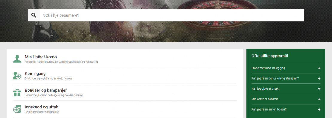 Unibet Hjelpesenteret