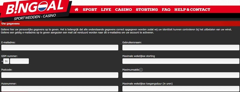 Bingoal Registreren
