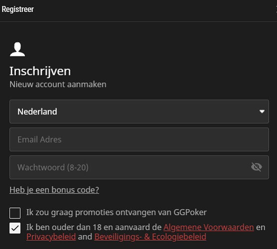 Account Aanmaken op GGPoker