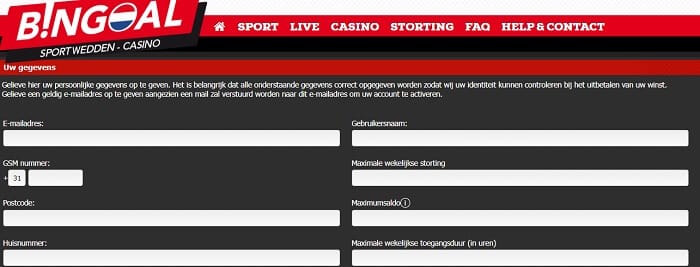 Registreren op de Website van Bingoal 