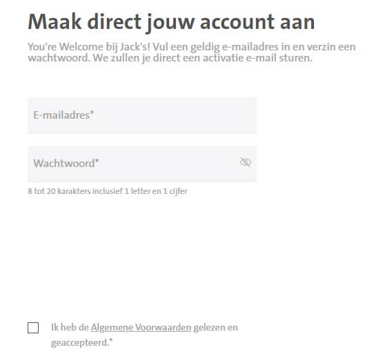 Registreren op Jack’s