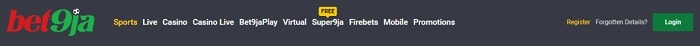 Bet9ja Start Menu