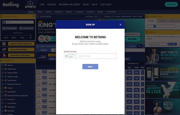 BetKing Desktop Registration