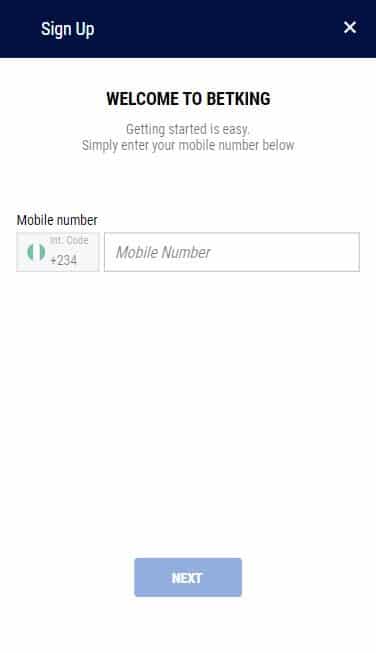 BetKing Mobile Registration