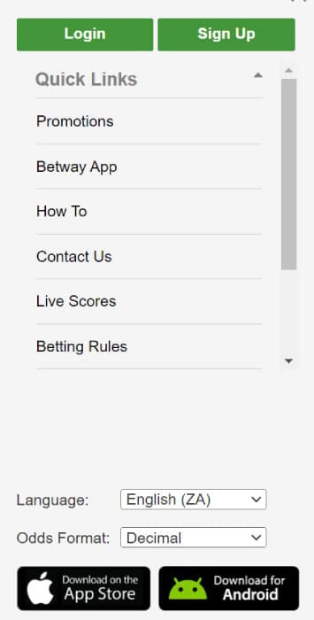 South Africa Betway Android Application