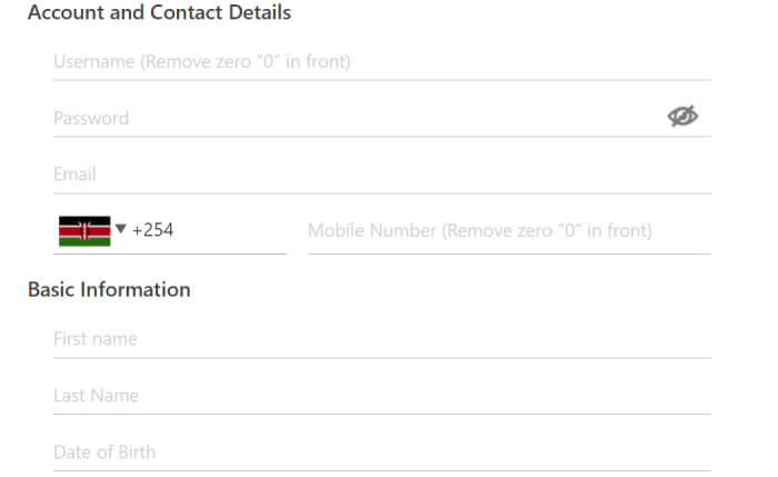 Dafabet Kenya Registration Form