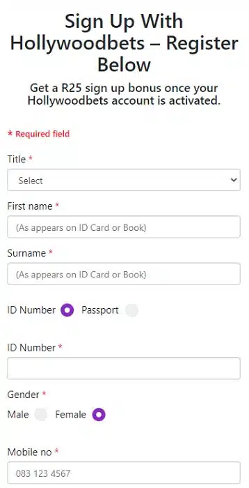 Hollywoodbets Register Mobile