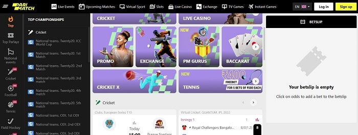 Football betting options at Parimatch