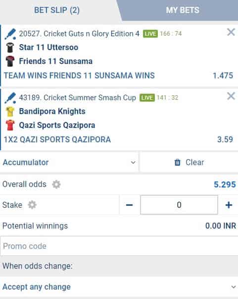 Bet Slip 1xBet