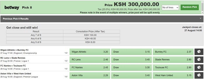 Betway Jackpot Prediction