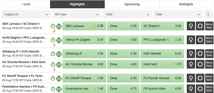 Betway Odds