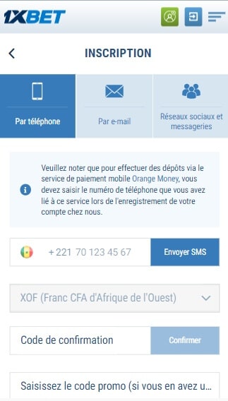 Inscription Sur L’application 1xBet