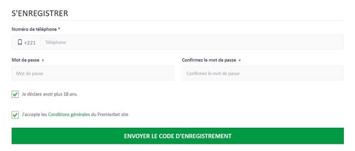 S’inscrire sur Premier Bet