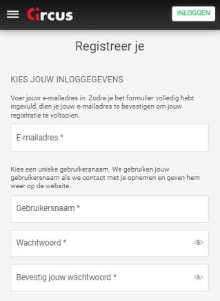 Registreer Op Circus Mobiel