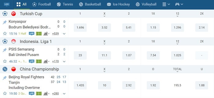 1xBet Sports Betting 
