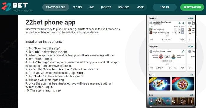 22Bet Android App