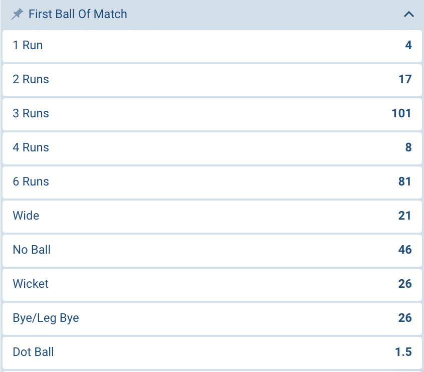 1xbet IPL pre-match bet slip