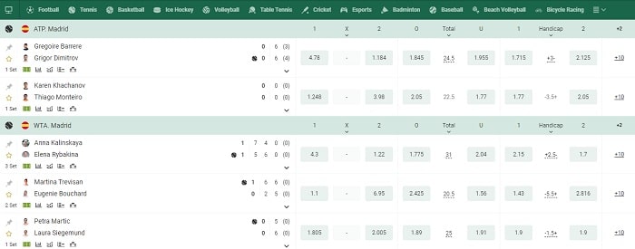 BetWinner Available Sports 