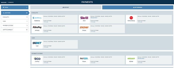 1xBet Payments