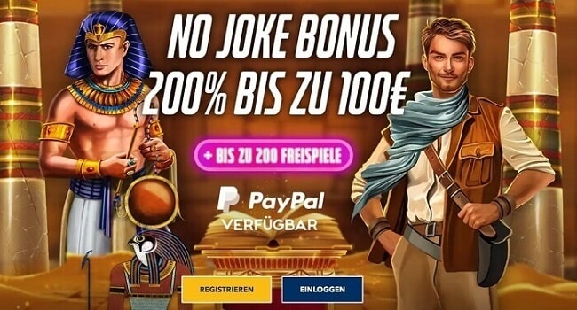 Jokerstar Bonus: No Joke Bonus 200% bis zu 100€ + bis zu 200 freispiele