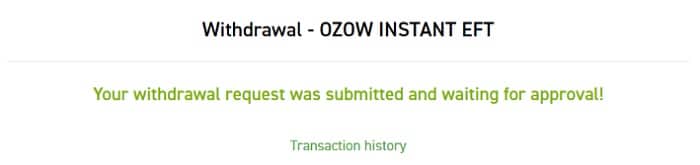 Withdrawal Confirmation