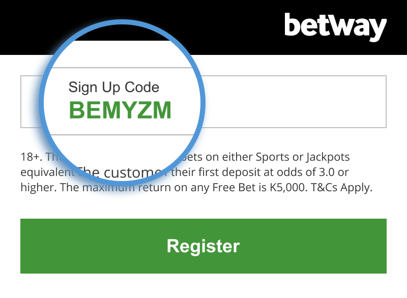 Betway Zambia sign up code BEMYZM