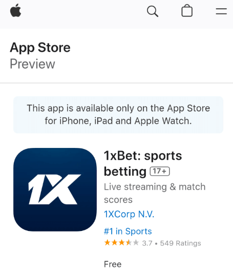 install 1xbet ios app