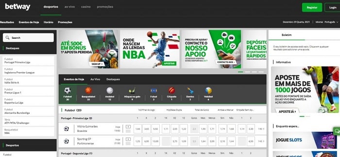 Página Principal e Betway