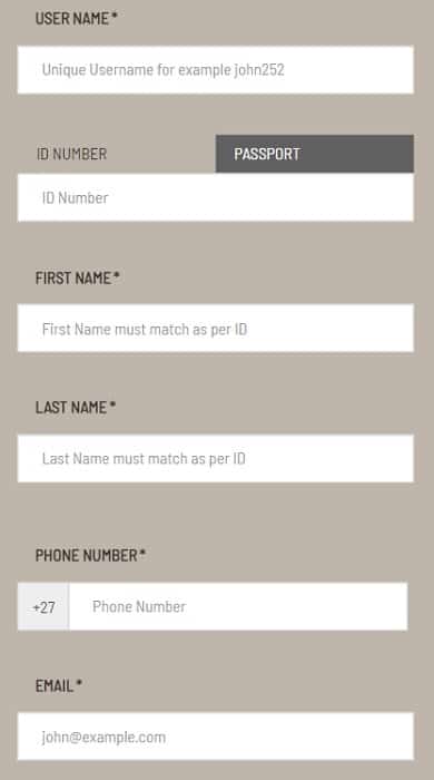 Supabets Mobile Version Registration Screen