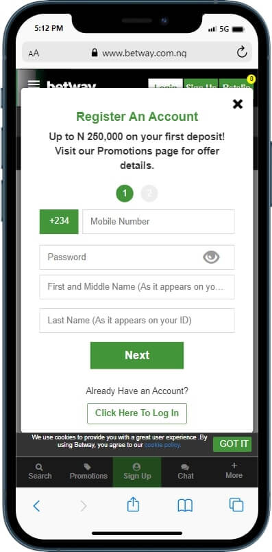 Betway Sign Up Mobile 