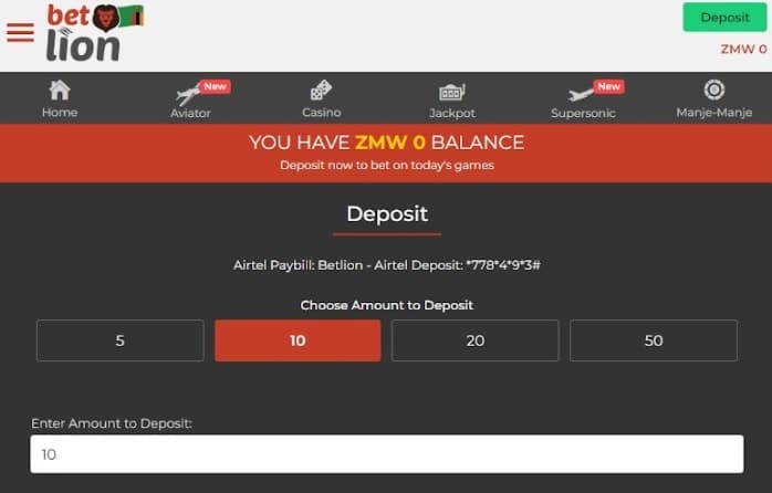 Deposit BetLion