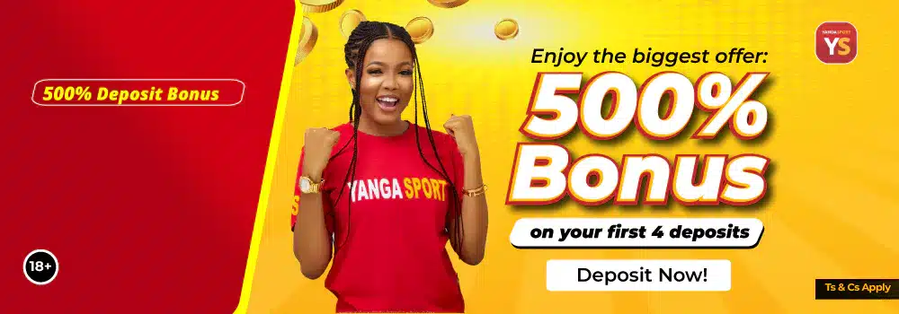 YangaSport 500% Bonus on your first 4 deposits