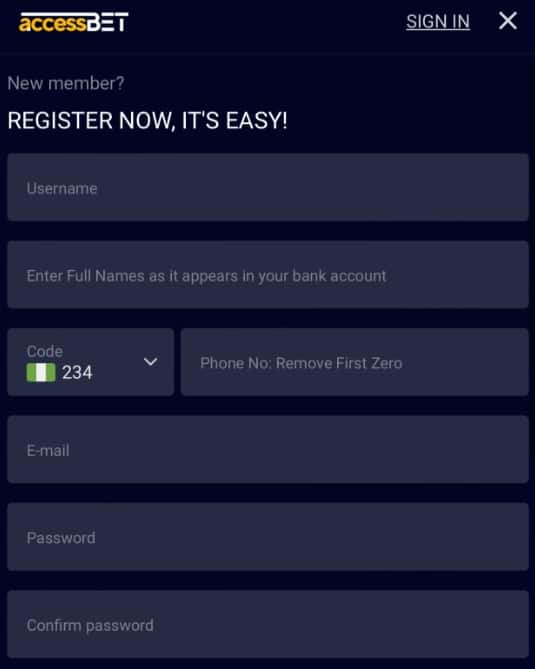 AccessBET Mobile Registration