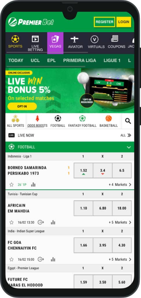 Premier Bet mobile app