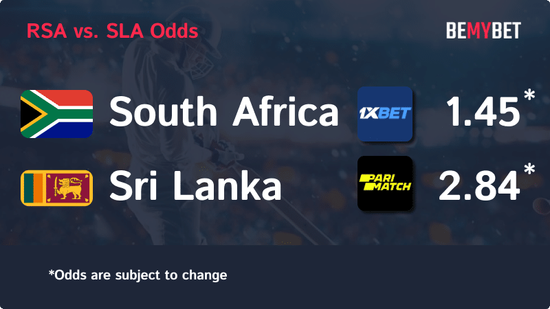 Banner showing the odds in the Cricket World Cup match between South Africa and Sri Lanka