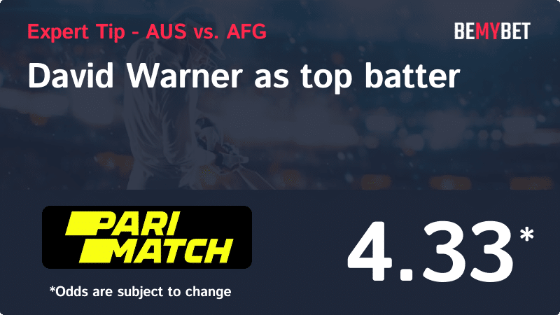 Banner showing the AUS vs. AFG betting tip.