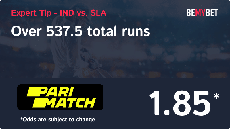 Banner showing the IN vs. SL betting tip.
