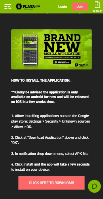 Download Button Playa Bets