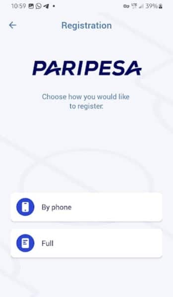 PariPesa Full Registration