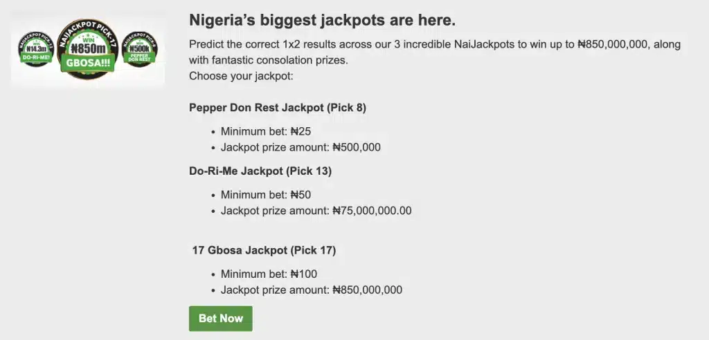 Betway NaiJackpots to win up to ₦850,000,000