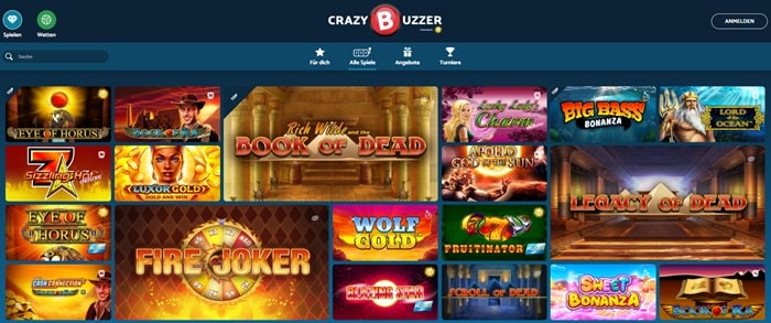 CrazyBuzzer Slots Spiele Auswahl